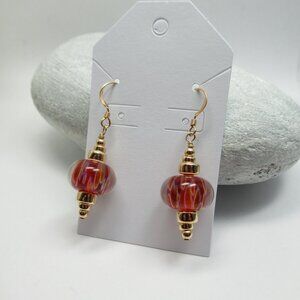 Boro glass bead earrings on gold